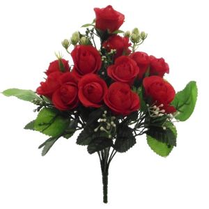 35cm ROSEBUD BUSH WITH GYP RED