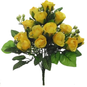 35cm ROSEBUD BUSH WITH GYP YELLOW