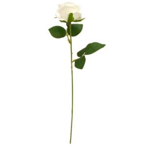 50cm SINGLE SMALL VELVET TOUCH OPEN ROSE IVORY